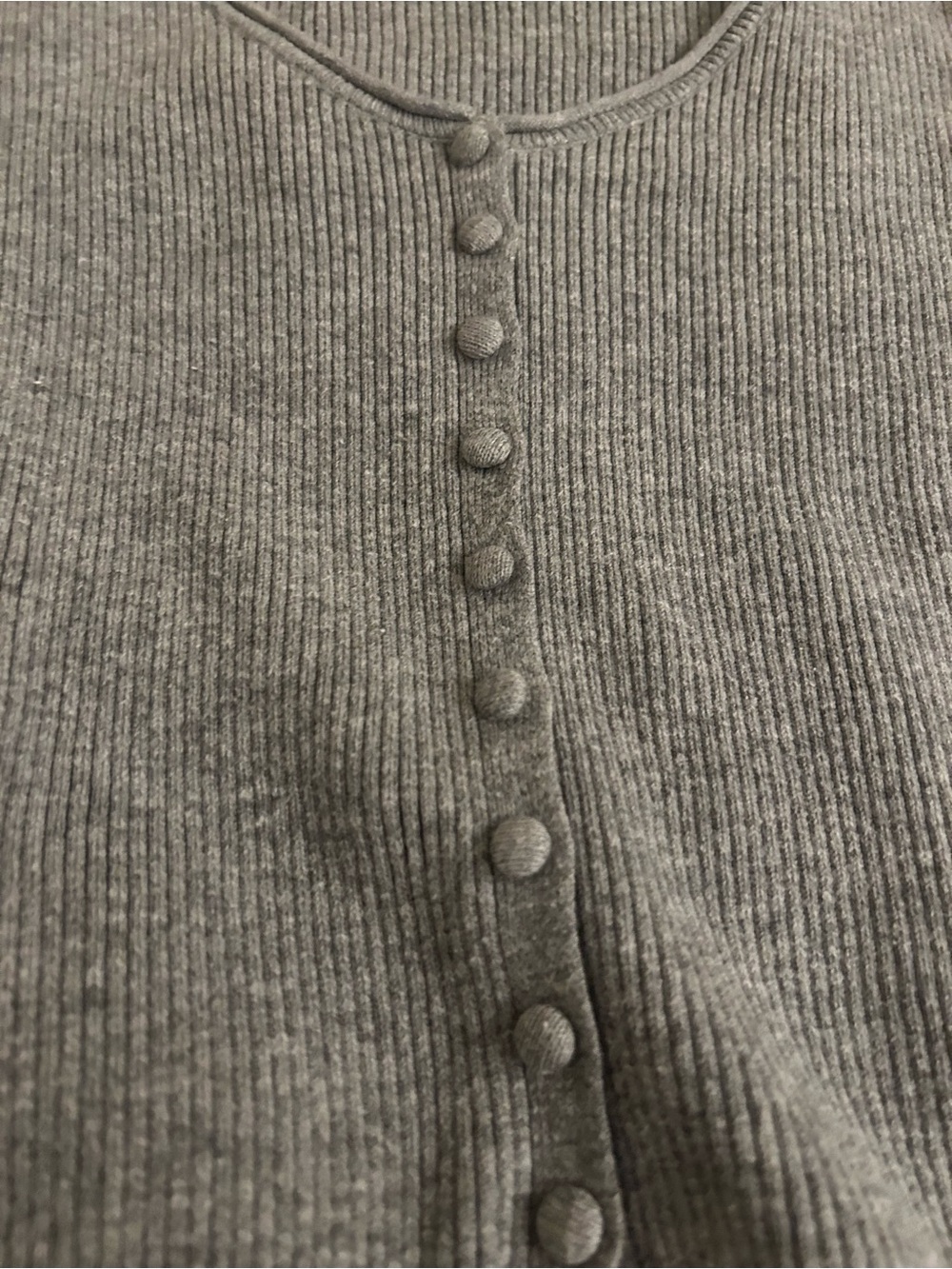 Universal Thread Gray Ribbed Scoop-Neck Button Cardigan - Picture 9 of 9